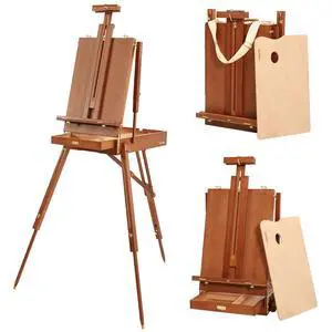 French Easel for Painting with Palette, Shoulder Strap & Storage, Adjustable Beech Wood Travel Art Easel Stand, Portable Sketchebox Plein-Air Easel for Adults, Artists, Table Top & Floor Use French Easel for Painting with Palette, Shoulder Strap & Storage, Adjustable Beech Wood Travel Art Easel Stand, Portable Sketchebox Plein-Air Easel for Adults, Artists, Table Top & Floor Use