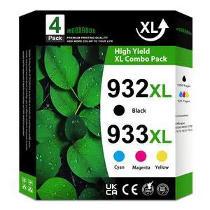 932XL 933XL Ink Cartridges (4-Pack, 1Black/1Cyan/1Magenta/1Yellow) | Replacement for HP 932 XL 933 XL Black and Color Ink Cartridges for OfficeJet 6100 6600 6700 7110 7510 7610 7612 Printer 932XL 933XL Ink Cartridges (4-Pack, 1Black/1Cyan/1Magenta/1Yellow) | Replacement for HP 932 XL 933 XL Black and Color Ink Cartridges for OfficeJet 6100 6600 6700 7110 7510 7610 7612 Printer