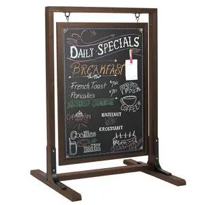 Natural Wood Double Sided Swinging Chalkboard Sidewalk Sign | 30 x 40 Inch, Magnetic A-Frame Design, Menu Board & Sandwich Board Sign Natural Wood Double Sided Swinging Chalkboard Sidewalk Sign | 30 x 40 Inch, Magnetic A-Frame Design, Menu Board & Sandwich Board Sign