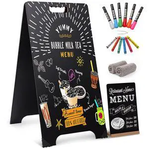 A-Frame Chalkboard Sign 16x32 Double-Sided Sandwich Board with 8x12 Bonus Small Chalkboard, 6 Liquid & Solid Chalk Markers, Folding Outdoor Sign for Business, Restaurants, Weddings & Events A-Frame Chalkboard Sign 16x32 Double-Sided Sandwich Board with 8x12 Bonus Small Chalkboard, 6 Liquid & Solid Chalk Markers, Folding Outdoor Sign for Business, Restaurants, Weddings & Events