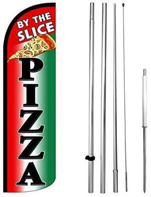 Pizza by The Slice Windless Feather Swooper Flag Kit Banner Sign gq-h Pizza by The Slice Windless Feather Swooper Flag Kit Banner Sign gq-h
