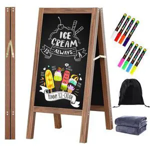 Solid Wood A Frame Chalkboard Sign 40"x20", Magnetic Double Sided Sandwich Board, Upgraded Reinforced Support Stable Sidewalk Sign with 8 Liquid Chalk for Cafe Restaurant Wedding Home Business Solid Wood A Frame Chalkboard Sign 40"x20", Magnetic Double Sided Sandwich Board, Upgraded Reinforced Support Stable Sidewalk Sign with 8 Liquid Chalk for Cafe Restaurant Wedding Home Business