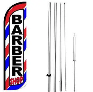 Co BARBER SHOP Windless Feather Swooper Flag Banner Sign 15 Ft Tall Pole Kit wq003-h Co BARBER SHOP Windless Feather Swooper Flag Banner Sign 15 Ft Tall Pole Kit wq003-h