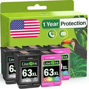 Remanufactured Ink Cartridge Replacement for HP Ink 63 for HP 63xl Ink Cartridge Combo Pack 63 cartridges for officejet 3830 Printer cartridges XL 5pk Remanufactured Ink Cartridge Replacement for HP Ink 63 for HP 63xl Ink Cartridge Combo Pack 63 cartridges for officejet 3830 Printer cartridges XL 5pk