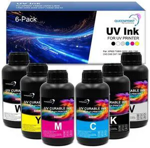 500ML Hard UV Ink (6-pack, BK C M Y W+V) Rigid Type Ultraviolet UV Ink for Hard Surface Materials with XP600 TX800 i3200 DX5 DX6 DX7 i1600 L805 1390 DX10 Printhead and Printers 500ML Hard UV Ink (6-pack, BK C M Y W+V) Rigid Type Ultraviolet UV Ink for Hard Surface Materials with XP600 TX800 i3200 DX5 DX6 DX7 i1600 L805 1390 DX10 Printhead and Printers