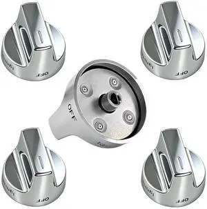 5 Pcs Whirlpool Stove Knobs Replacement W11123250, W10906401 |, Reinforced D-Shape, Heat-resistant blend: 110140°C, Mirror brushed nickel finish 5 Pcs Whirlpool Stove Knobs Replacement W11123250, W10906401 |, Reinforced D-Shape, Heat-resistant blend: 110140°C, Mirror brushed nickel finish