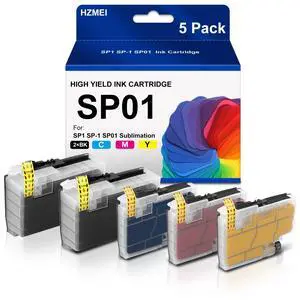 SP1 SP-1 SP01 Ink Cartridge High Yied SP01BKS SP01CS SP01MS SP01YS Ink 5-Pack Replacement for Brother SP-1 SP01 SP1 Sublimation Printer,2 Black,Cyan Magenta Yellow (with New Chip) SP1 SP-1 SP01 Ink Cartridge High Yied SP01BKS SP01CS SP01MS SP01YS Ink 5-Pack Replacement for Brother SP-1 SP01 SP1 Sublimation Printer,2 Black,Cyan Magenta Yellow (with New Chip)