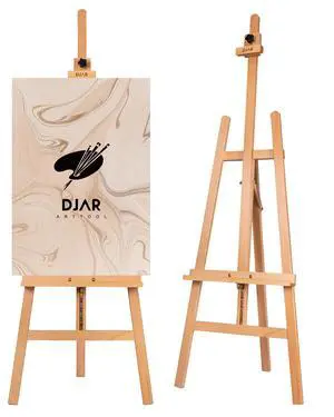 Adjustable Wooden Painting Art Easel Stand for Artists, Natural | Sturdy Floor Display Stand for Studio Gallery, Holds Canvas up to 43", Solid Beech Wood easel for Students & Beginners Adjustable Wooden Painting Art Easel Stand for Artists, Natural | Sturdy Floor Display Stand for Studio Gallery, Holds Canvas up to 43", Solid Beech Wood easel for Students & Beginners