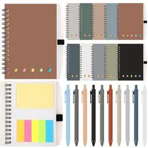 50 Sets Lined Spiral Notebooks with Sticky Notes and Bamboo Pens, Back-to-school Gifts for Office Teachers Staff, Boho Notebook with Pen Bulk Gift (Neutral) 50 Sets Lined Spiral Notebooks with Sticky Notes and Bamboo Pens, Back-to-school Gifts for Office Teachers Staff, Boho Notebook with Pen Bulk Gift (Neutral)