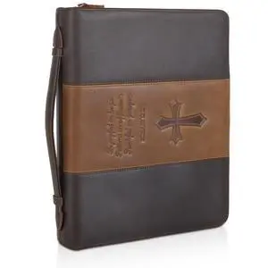 Polare Full Grain Leather Bible Case Book Protective Holder Bible Cover Church Bag Christian Religious Carrying Organizer Portfolio for Men (Dark Brown & Brown, Large) Polare Full Grain Leather Bible Case Book Protective Holder Bible Cover Church Bag Christian Religious Carrying Organizer Portfolio for Men (Dark Brown & Brown, Large)