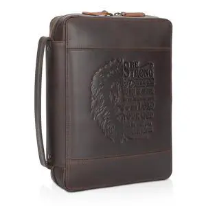 Polare Full Grain Leather Bible Cover Church Bag 10.5x7.75x2.25 inch Carrying Book Case Bible Protective with Handle and YKK Zipper Christian, Religious Gifts for Men Women Polare Full Grain Leather Bible Cover Church Bag 10.5x7.75x2.25 inch Carrying Book Case Bible Protective with Handle and YKK Zipper Christian, Religious Gifts for Men Women