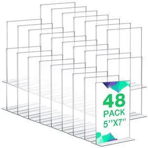 48 Pack Acrylic Sign Holder Plastic Picture Frames Clear Standing Table Top Sign Holder Double Sided T Shape Photo Frame for Table Wedding Party Office Restaurant Hotel(5 x 7 Inch) 48 Pack Acrylic Sign Holder Plastic Picture Frames Clear Standing Table Top Sign Holder Double Sided T Shape Photo Frame for Table Wedding Party Office Restaurant Hotel(5 x 7 Inch)