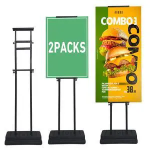 2-Pack Heavy Duty Poster Stand Double Sided 80" Adjustable | Water/sand weighted base prevents tipping. Holds foam, poster board, acrylic. Great for trade shows, weddings, business 2-Pack Heavy Duty Poster Stand Double Sided 80" Adjustable | Water/sand weighted base prevents tipping. Holds foam, poster board, acrylic. Great for trade shows, weddings, business