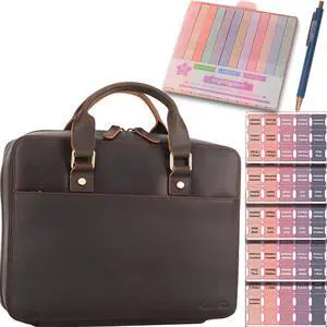 Benedictus Full Grain Leather Bible Cover, Church Book Bag with Detachable Highlighter Panel, 12-Color Highlighter Set, Gel Pen & Bible Index Tabs Included Benedictus Full Grain Leather Bible Cover, Church Book Bag with Detachable Highlighter Panel, 12-Color Highlighter Set, Gel Pen & Bible Index Tabs Included
