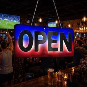 LED Open Sign for Business, Open Sign for Bar Window Decor, 32" x 14.5" Dimmable Red Blue White Halo Backlight Storefront Signs with Remote Control (USA Flag Design) LED Open Sign for Business, Open Sign for Bar Window Decor, 32" x 14.5" Dimmable Red Blue White Halo Backlight Storefront Signs with Remote Control (USA Flag Design)