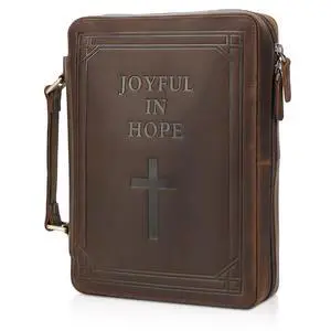 Polare Full Grain Leather Bible Cover Church Bag Carrying Book Case Bible Protective with Handle and YKK Zipper 11.2x8.25x2.3 inch Christian, Religious Gifts for Men Polare Full Grain Leather Bible Cover Church Bag Carrying Book Case Bible Protective with Handle and YKK Zipper 11.2x8.25x2.3 inch Christian, Religious Gifts for Men