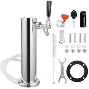 Single Beer Tap Beer Tower, All Stainless Steel Tower & Faucet | Beer Tower dispenser Kegerator Parts Kit with Preassembled Line, 3" Kegerator Tower Column, Keg Tap Tower for Brew Single Beer Tap Beer Tower, All Stainless Steel Tower & Faucet | Beer Tower dispenser Kegerator Parts Kit with Preassembled Line, 3" Kegerator Tower Column, Keg Tap Tower for Brew