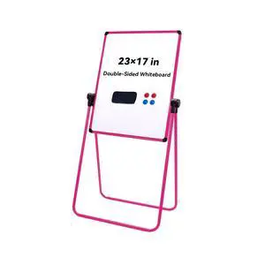 Dry Erase Board with Stand - 23"x17" Double Sided Portable Foldable White Board, Height Adjustable Rotating Stand Magnetic Whiteboard for Home Office Restaurant, Pink Dry Erase Board with Stand - 23"x17" Double Sided Portable Foldable White Board, Height Adjustable Rotating Stand Magnetic Whiteboard for Home Office Restaurant, Pink