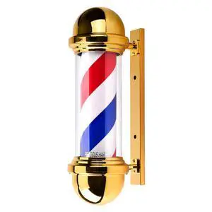 20 Inch Barber Pole,Red Blue and White Barbershop Rotating Light Fixture,Classic Signs for Hair Salon,LED Light Source (Golden) 20 Inch Barber Pole,Red Blue and White Barbershop Rotating Light Fixture,Classic Signs for Hair Salon,LED Light Source (Golden)