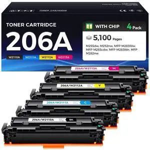 206A Toner Cartridge Set 4-Pack Printer Replacement for HP 206A W2110A W2111A W2112A W2113A Compatible for HP Color LaserJet Pro MFP M283cdw M283fdn M283fdw M282nw M255dw M255nw Ink Black All-in-One 206A Toner Cartridge Set 4-Pack Printer Replacement for HP 206A W2110A W2111A W2112A W2113A Compatible for HP Color LaserJet Pro MFP M283cdw M283fdn M283fdw M282nw M255dw M255nw Ink Black All-in-One
