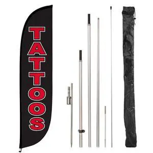 Feather Flag Pole Kit - 12 Feet Tall Advertising Flag Banner with Fiberglass Pole Kit and Ground Spike for Business Promotion - Business Flags - Tattoos (10M1200310) | Business Feather Flag Pole Kit - 12 Feet Tall Advertising Flag Banner with Fiberglass Pole Kit and Ground Spike for Business Promotion - Business Flags - Tattoos (10M1200310) | Business