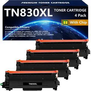 TN830XL Toner Cartridges Compatible for Brother TN 830XL TN830 | for HL-L2460DW DCP-L2640DW HL-L2480DW HL-L2400D HL-L2405W MFC-L2820DW Printer (3,000 Pages,Black) TN830XL Toner Cartridges Compatible for Brother TN 830XL TN830 | for HL-L2460DW DCP-L2640DW HL-L2480DW HL-L2400D HL-L2405W MFC-L2820DW Printer (3,000 Pages,Black)
