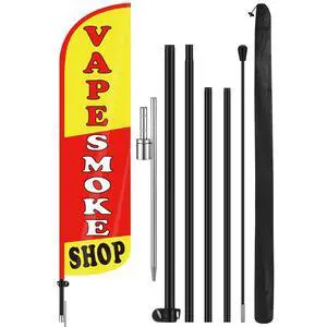 15 FT Smoke Shop Feather Flag Pole Kit Smoke Shop Flag Sign Knitted Windless Advertising Feather Banner Sign for Outdoor Business Advertising Stores Decoration 15 FT Smoke Shop Feather Flag Pole Kit Smoke Shop Flag Sign Knitted Windless Advertising Feather Banner Sign for Outdoor Business Advertising Stores Decoration
