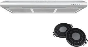 30 inch Range Hood with Carbon Filters Under Cabinet Ductless Vent Hood for Kitchen Stove Hood with 3 Speed Exhaust Fan in Stainless Steel 30 inch Range Hood with Carbon Filters Under Cabinet Ductless Vent Hood for Kitchen Stove Hood with 3 Speed Exhaust Fan in Stainless Steel
