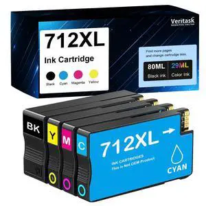 712XL 712 Ink Cartridges Replacement for HP 712 Ink Cartridges Combo Pack Compatible with DesignJet T210 T230 T630 T650 Studio Plotter Printer(4-Pack, Black, YellowCyan, Magenta) 712XL 712 Ink Cartridges Replacement for HP 712 Ink Cartridges Combo Pack Compatible with DesignJet T210 T230 T630 T650 Studio Plotter Printer(4-Pack, Black, YellowCyan, Magenta)