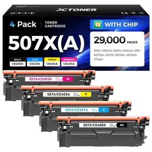 507X 507A Toner Cartridge Set 4-Pack High Yield Replacement for HP 507X 507A CE400X CE401A CE402A CE403A Compatible with HP Color LaserJet Enterprise 500 Color M551 M551dn M570dn M570dw M575fw Printer 507X 507A Toner Cartridge Set 4-Pack High Yield Replacement for HP 507X 507A CE400X CE401A CE402A CE403A Compatible with HP Color LaserJet Enterprise 500 Color M551 M551dn M570dn M570dw M575fw Printer