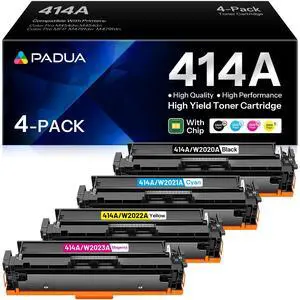 414A Toner Cartridge 4 Pack (with Chip) Compatible W2020A W2021A W2022A W2023A Toner Replacment for HP 414A Color Pro M454dn M454dw MFP M479fdn M479fdw Toner Printer 414A Toner Cartridge 4 Pack (with Chip) Compatible W2020A W2021A W2022A W2023A Toner Replacment for HP 414A Color Pro M454dn M454dw MFP M479fdn M479fdw Toner Printer