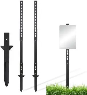 2 Pack Yard Sign Stake, 4.3Ft Heavy Duty Height Adjustable Metal Sign Post for Lawn, Garden, Roadside & Parking Lot, Rustproof Wind-Resistant Ground Stake with Pre-Drilled Holes (Black) 2 Pack Yard Sign Stake, 4.3Ft Heavy Duty Height Adjustable Metal Sign Post for Lawn, Garden, Roadside & Parking Lot, Rustproof Wind-Resistant Ground Stake with Pre-Drilled Holes (Black)