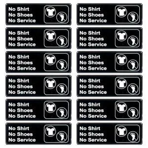 No Shirt No Shoes No Service Sign w/Adhesive Back - Durable and Wipe Clean Plastic Sign - 9"X3" - Black and White - Business Restaurant Signage for Customer Entry Areas - 12 PK No Shirt No Shoes No Service Sign w/Adhesive Back - Durable and Wipe Clean Plastic Sign - 9"X3" - Black and White - Business Restaurant Signage for Customer Entry Areas - 12 PK