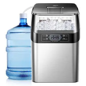 Ice Maker Countertop, 2 Ways to Add Water, 33lbs/24Hrs, 24 Pcs Ready in 13 Mins, Auto-Cleaning Portable Ice Maker with Basket and Scoop, for Home/Kitchen/RV/Camping, Silver Ice Maker Countertop, 2 Ways to Add Water, 33lbs/24Hrs, 24 Pcs Ready in 13 Mins, Auto-Cleaning Portable Ice Maker with Basket and Scoop, for Home/Kitchen/RV/Camping, Silver