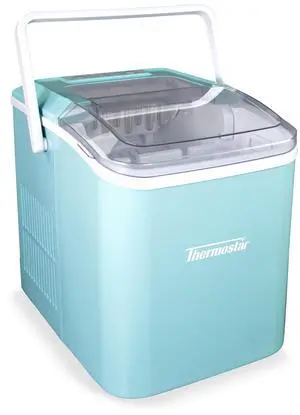 Thermostar Automatic Self-Cleaning Portable Electric Countertop Ice Maker Machine with Handle, 26 Pounds in 24 Hours with Ice Scoop and Basket, Perfect for Water Bottles, Mixed Drinks, Parties, Aqua Thermostar Automatic Self-Cleaning Portable Electric Countertop Ice Maker Machine with Handle, 26 Pounds in 24 Hours with Ice Scoop and Basket, Perfect for Water Bottles, Mixed Drinks, Parties, Aqua