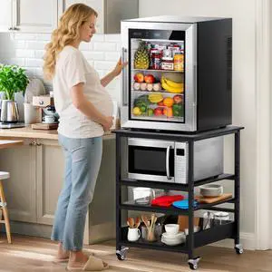 32 H Mini Fridge Stand, Avoid Bending Over, Fit Elderly Pregnant Women | 4-Tier Mini Fridge Shelf, Adjustable Storage Space, 19.7x19.7 Small Refrigerator Stand with Stainless Steel Wheel 32 H Mini Fridge Stand, Avoid Bending Over, Fit Elderly Pregnant Women | 4-Tier Mini Fridge Shelf, Adjustable Storage Space, 19.7x19.7 Small Refrigerator Stand with Stainless Steel Wheel