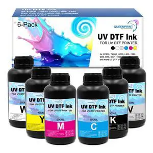 6-Pack UV DTF Ink (BK/C/M/Y/WH+Varnish, 500ml) Compatible with XP600 TX800 i3200 L805 1390 DX5 DX6 DX7 i1600 DX10 for UV-DTF Printer A/B Film, Ideal for Sticker Transfer 6-Pack UV DTF Ink (BK/C/M/Y/WH+Varnish, 500ml) Compatible with XP600 TX800 i3200 L805 1390 DX5 DX6 DX7 i1600 DX10 for UV-DTF Printer A/B Film, Ideal for Sticker Transfer