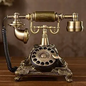 Resin Imitation Copper Vintage Style Rotary Retro Old Fashioned Rotary Dial Home and Office Telephone Resin Imitation Copper Vintage Style Rotary Retro Old Fashioned Rotary Dial Home and Office Telephone