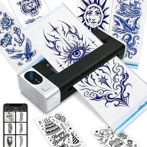 Tattoo Stencil Printer & Temporary Tattoo Maker, 4" 2-in-1 Stencils & DIY | 30 Sticker Sheets, 10 Transfer Paper, 8 Color Makers, 1500mAh 48hr Battery, 203DPI Print, iOS Android PC Mac, 1.1lb Tattoo Stencil Printer & Temporary Tattoo Maker, 4" 2-in-1 Stencils & DIY | 30 Sticker Sheets, 10 Transfer Paper, 8 Color Makers, 1500mAh 48hr Battery, 203DPI Print, iOS Android PC Mac, 1.1lb