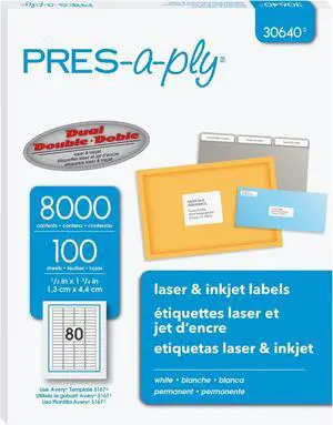 Labels for Laser & Inkjet Printers, 5 x 1.75, White, Box of 8000 (30640) (Pack of 10) Labels for Laser & Inkjet Printers, 5 x 1.75, White, Box of 8000 (30640) (Pack of 10)
