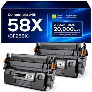 58X CF258X Toner Cartridge Black with Chip Replacement for HP 58X 58A | High Yield Work with LaserJet MFP M428fdw M428fdn M428dw M404 M428 Pro M404n M404dn M404dw Printer (2 Black) 58X CF258X Toner Cartridge Black with Chip Replacement for HP 58X 58A | High Yield Work with LaserJet MFP M428fdw M428fdn M428dw M404 M428 Pro M404n M404dn M404dw Printer (2 Black)