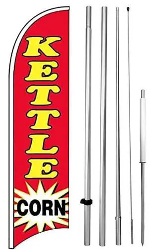 4 Less Co Kettle Corn Windless Feather Swooper Flag Banner Sign 15 Feet Tall Pole Kit rb-h 4 Less Co Kettle Corn Windless Feather Swooper Flag Banner Sign 15 Feet Tall Pole Kit rb-h