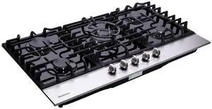 36 Inch Gas Cooktop DT5189A Tempered Glass Built-in Stovetop, 5 High Efficiency Burners LPG/NG Convertible Stove Top Dual Fuel Hob (Black) 36 Inch Gas Cooktop DT5189A Tempered Glass Built-in Stovetop, 5 High Efficiency Burners LPG/NG Convertible Stove Top Dual Fuel Hob (Black)