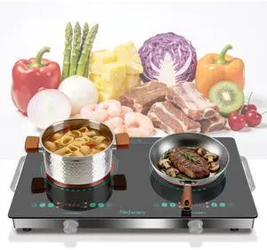 2 Burner Electric Cooktop 24 Inch, 110V 2000W Portable Electrics Stove Top | with Handle, 9 Power Settings, Senor Touch & Knob Control, Safety Lock, Timer, 110-120V Plug in (2 Burner Green) 2 Burner Electric Cooktop 24 Inch, 110V 2000W Portable Electrics Stove Top | with Handle, 9 Power Settings, Senor Touch & Knob Control, Safety Lock, Timer, 110-120V Plug in (2 Burner Green)