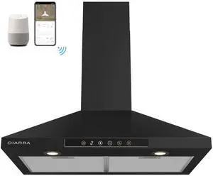 Black Range Hood 30 inch with Voice Control, Wall Mount Range Hood Compatible with Alexa/Google Home/Smart Life Assistant, Stove Vent Hood for Kitchen with 3 Speed Exhaust Fan, CAB75206W Black Range Hood 30 inch with Voice Control, Wall Mount Range Hood Compatible with Alexa/Google Home/Smart Life Assistant, Stove Vent Hood for Kitchen with 3 Speed Exhaust Fan, CAB75206W