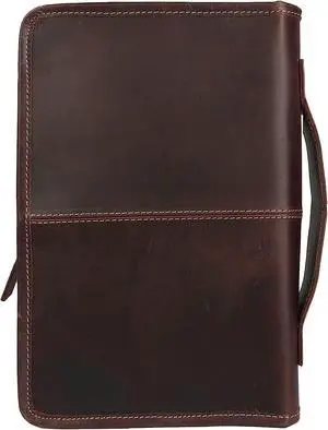 Bible Cover Book Cover Planner Cover with Handle and Back Pocket (Medium, Dark Brown Leather, Zipper Closure) Bible Cover Book Cover Planner Cover with Handle and Back Pocket (Medium, Dark Brown Leather, Zipper Closure)