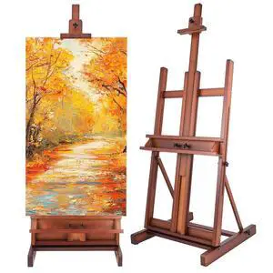 Beechwood H-Frame Artist Studio Easel with Storage Drawer, Walnut | Adjustable Wooden Painting Easel Holding Canvas up to 78" High Beechwood H-Frame Artist Studio Easel with Storage Drawer, Walnut | Adjustable Wooden Painting Easel Holding Canvas up to 78" High