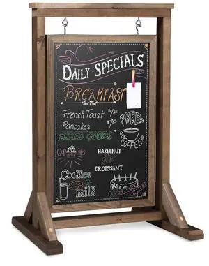 Barnwood Double Sided Swinging Chalkboard Sidewalk Sign | 21 x 32 Inch, Magnetic A-Frame Design, Menu Board & Sandwich Board Sign Barnwood Double Sided Swinging Chalkboard Sidewalk Sign | 21 x 32 Inch, Magnetic A-Frame Design, Menu Board & Sandwich Board Sign