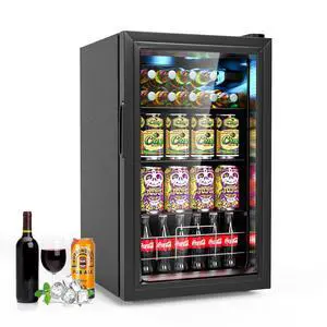 Beverage Refrigerator Cooler, 120 Cans Freestanding Beverage Fridge with Double-layer Glass Door Mini Fridge Beverage with Adjustable Removable Shelving, Perfect for Beer, Wine, Soda and more Beverage Refrigerator Cooler, 120 Cans Freestanding Beverage Fridge with Double-layer Glass Door Mini Fridge Beverage with Adjustable Removable Shelving, Perfect for Beer, Wine, Soda and more