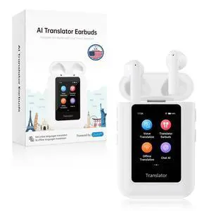A8 AI Translation Earbuds Real Time with ChatGPT, Language Translator Device in 144 Languages, Offline Translation Headphones No APP Needed, Spanish Traductor for Business Conference (White) A8 AI Translation Earbuds Real Time with ChatGPT, Language Translator Device in 144 Languages, Offline Translation Headphones No APP Needed, Spanish Traductor for Business Conference (White)
